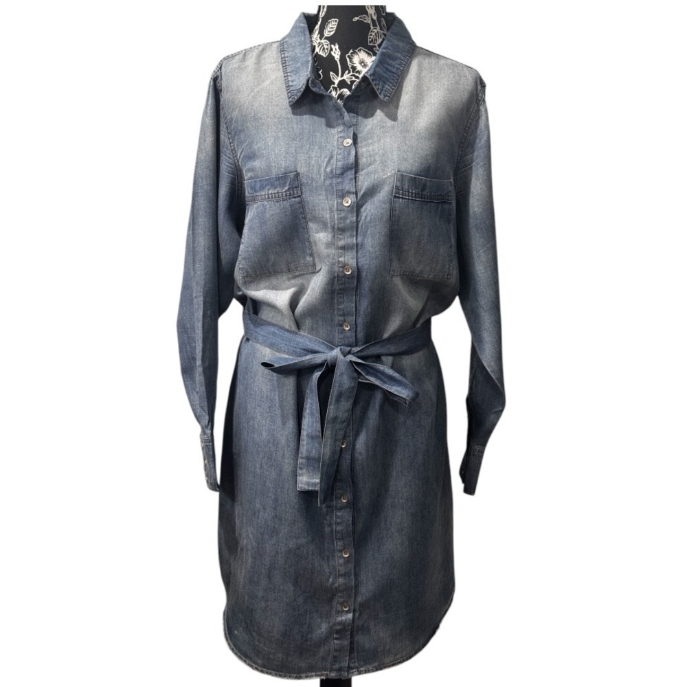 Jessica Simpson Clara Nyra Denim Shirt Dress 2X NWT Belted Midi - Picture 2 of 13